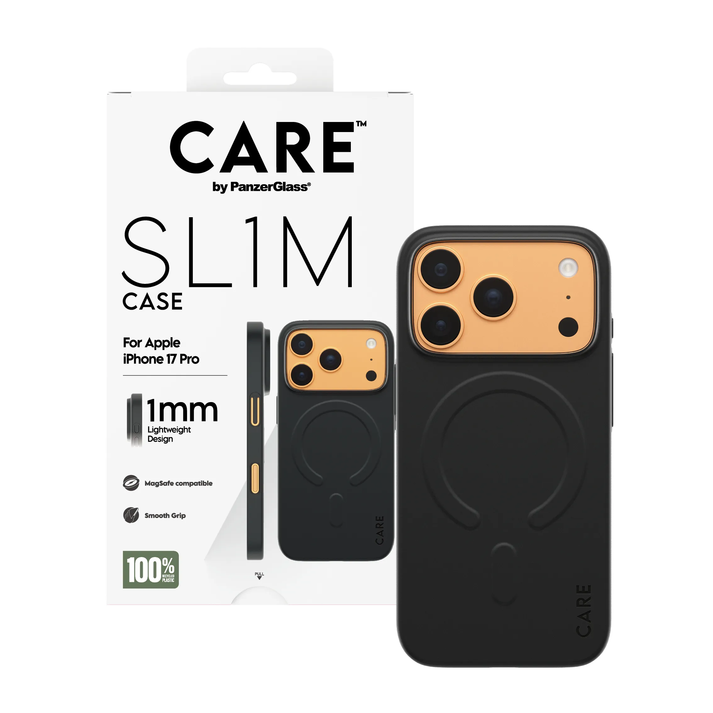 PanzerGlass CARE SL1M MagSafe, iPhone 17 Pro -suojakuori, musta