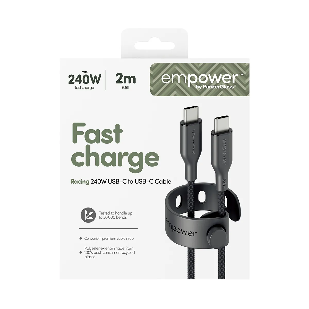 PanzerGlass Empower Racing USB-C cable, 240W, 2 m, Space Black