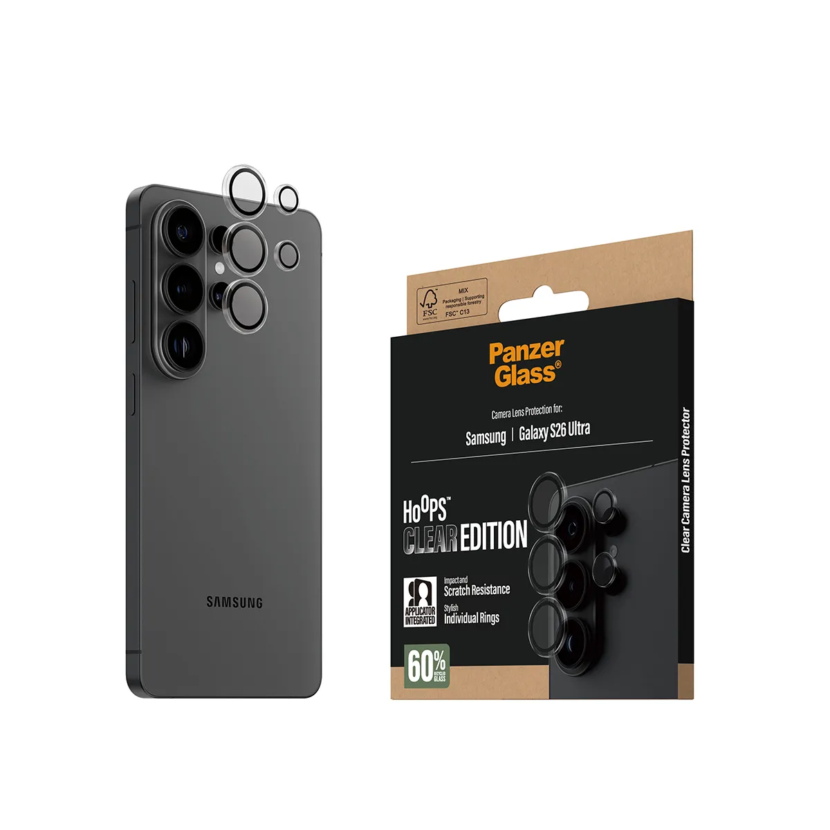 PanzerGlass Hoops Galaxy S26 Ultra -kameran linssinsuoja