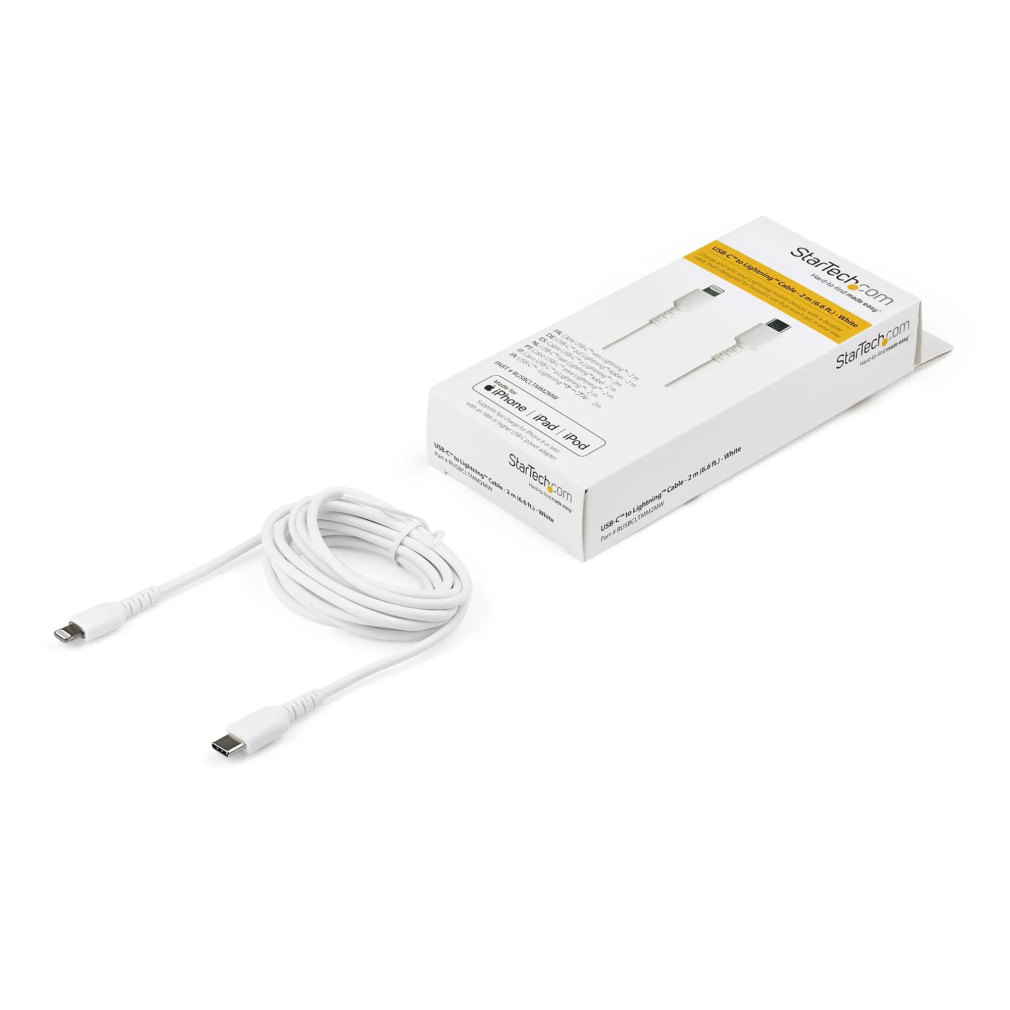 Startech Durable USB-C - Lightning - cable, 2 m, White