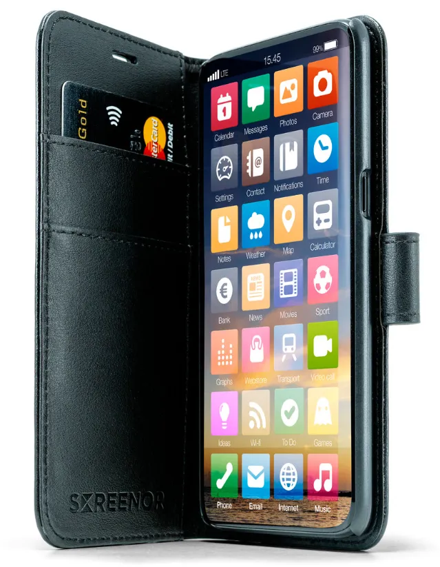 Screenor Smart, iPhone 14 Pro Max - Wallet Case, Black