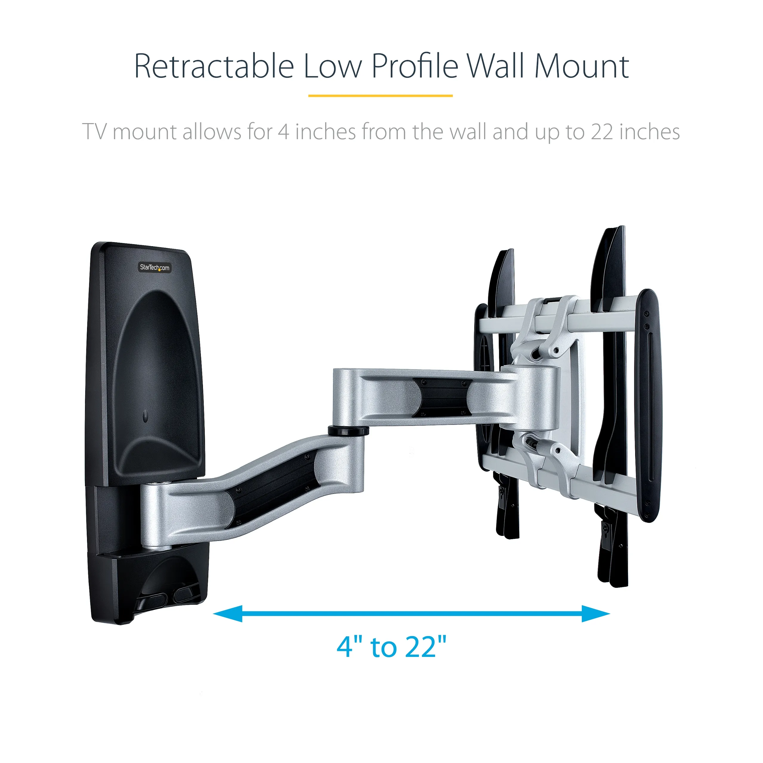 STARTECH.COM Articulating TV Wall Mount VESA Wall Mount TV Bracket for 65 inch/99lb/Curved TVs Corner Adjustable Low Profile Wall Mo