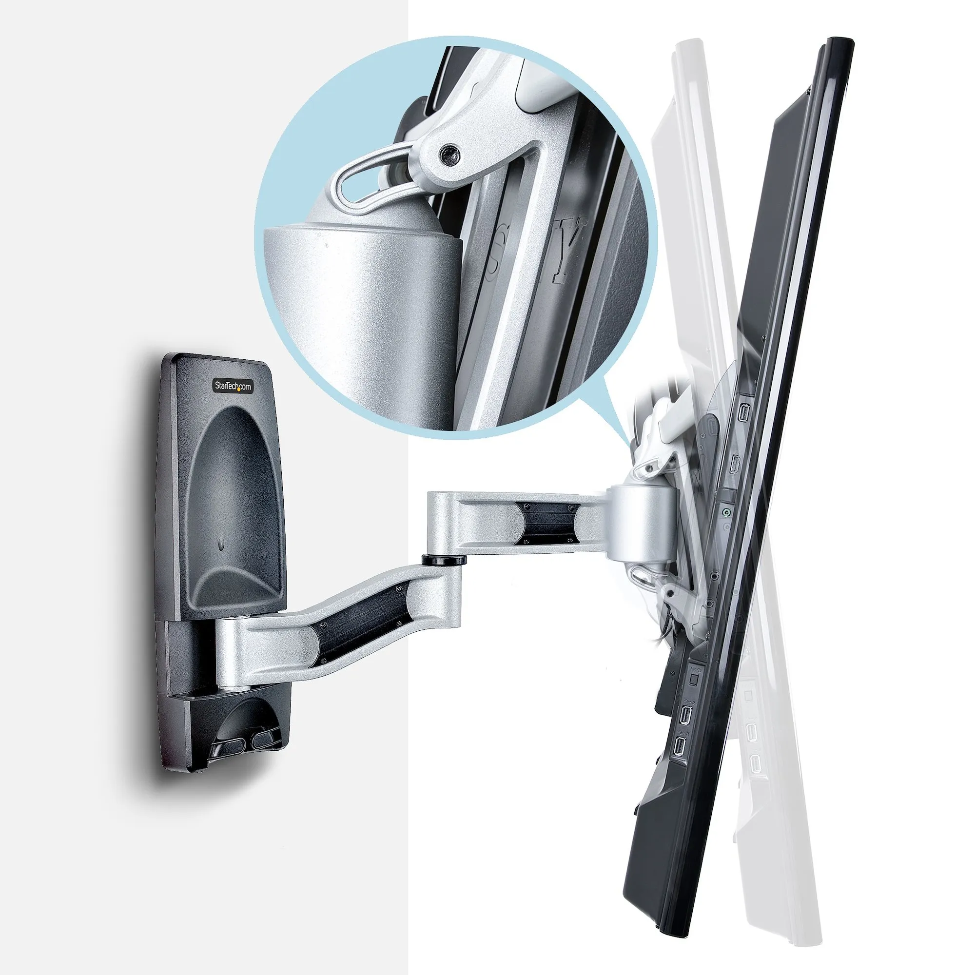 STARTECH.COM Articulating TV Wall Mount VESA Wall Mount TV Bracket for 65 inch/99lb/Curved TVs Corner Adjustable Low Profile Wall Mo