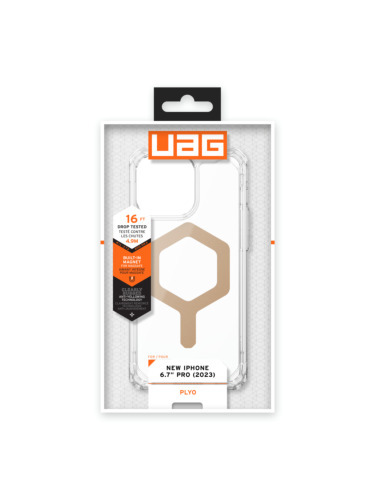 UAG Plyo MagSafe, iPhone 15 Pro Max -suojakuori, Ice/Gold
