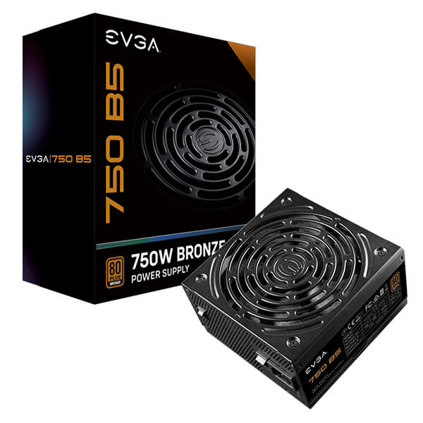 EVGA B5 750W -virtal&auml;hde, 80 Plus Bronze