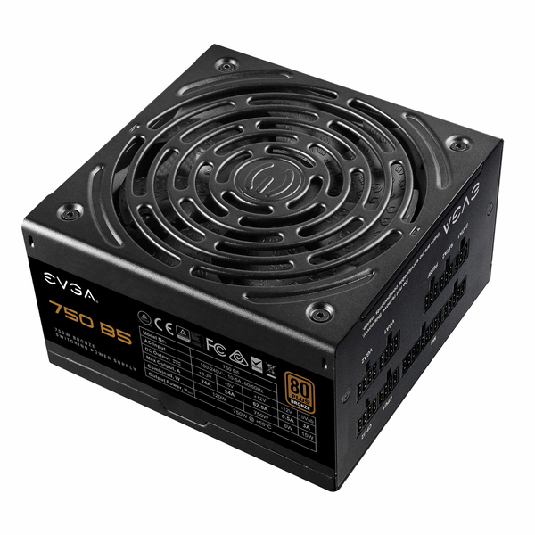 EVGA B5 750W -virtal&auml;hde, 80 Plus Bronze