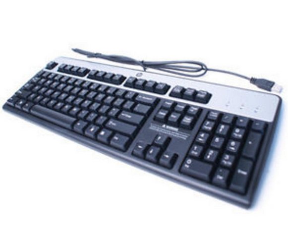 HP USB Keyboard, Black and Silver