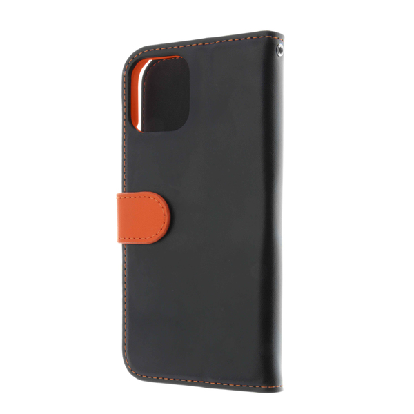 Insmat Flip Case, iPhone 12 mini - Wallet Case, Black/Orange