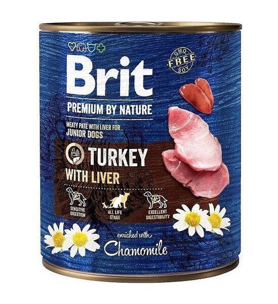 Brit Premium by Nature Junior Turkey with Liver, Wet food for dogs, Sensitive Digestion, 800g