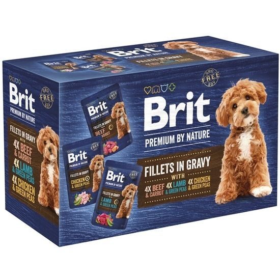 Brit Premium by Nature Dog Fillets in Gravy Multipack, Koiran m&auml;rk&auml;ruoka, Adult, 12 x 85 g