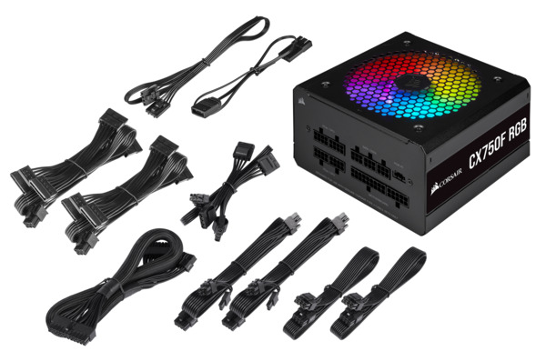 Corsair CX Series RGB CX750F 750W -virtal&auml;hde, 80 Plus Bronze