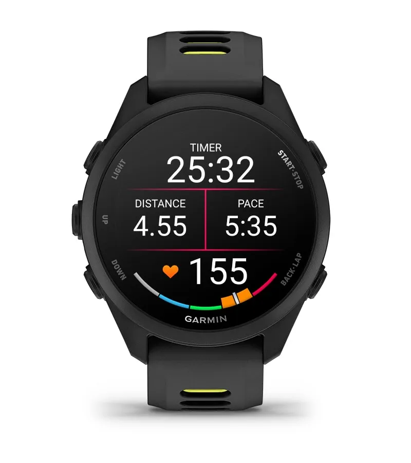 Garmin Forerunner 170 Smartwatch with Silicone Band, Black/Amp Yellow