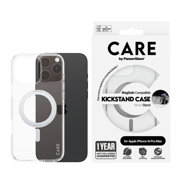 Care by PanzerGlass iPhone 16 Pro Max MagSafe Kickstand Case, Silver