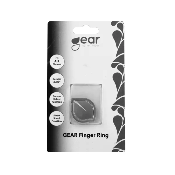 GEAR MobilRing  Löv SilverMatt Roterande Fingerhållare med Ställfunktion