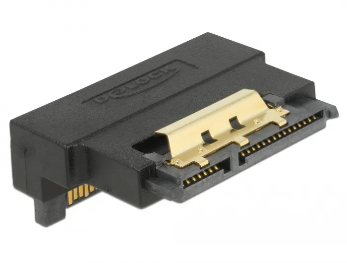 Adapter SATA 22 pin receptacle with latch to plug - angled down
