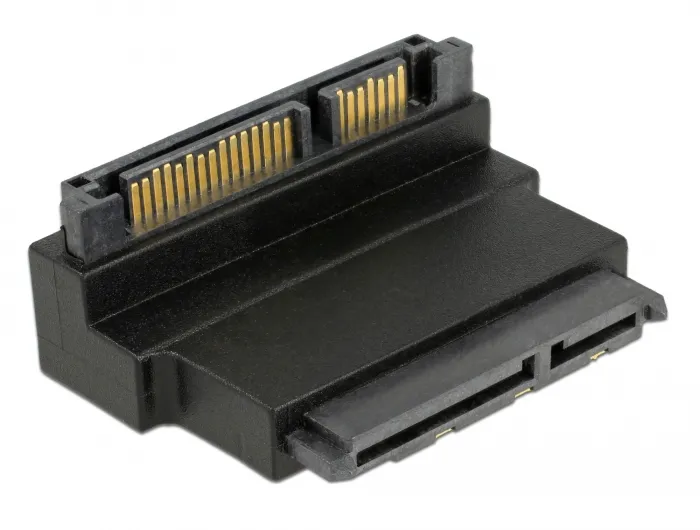 Adapter SATA 22 pin receptacle with latch to plug - angled down