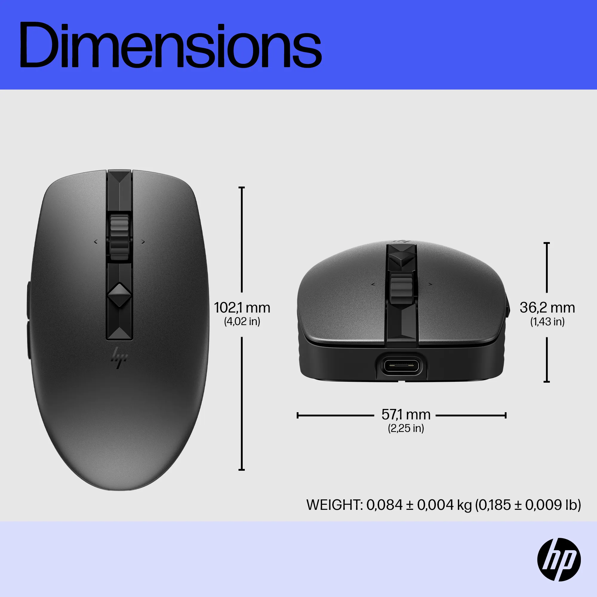 HP 715 Rechargeable Multi-Device Mouse - mouse, Black