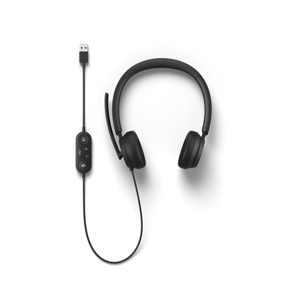 Microsoft Modern USB Headset - Yrityksille - kuuloke + mikrofoni - korvien p&auml;&auml;ll&auml; - langallinen - USB - musta - sertifioitu Microsoft Teamsille