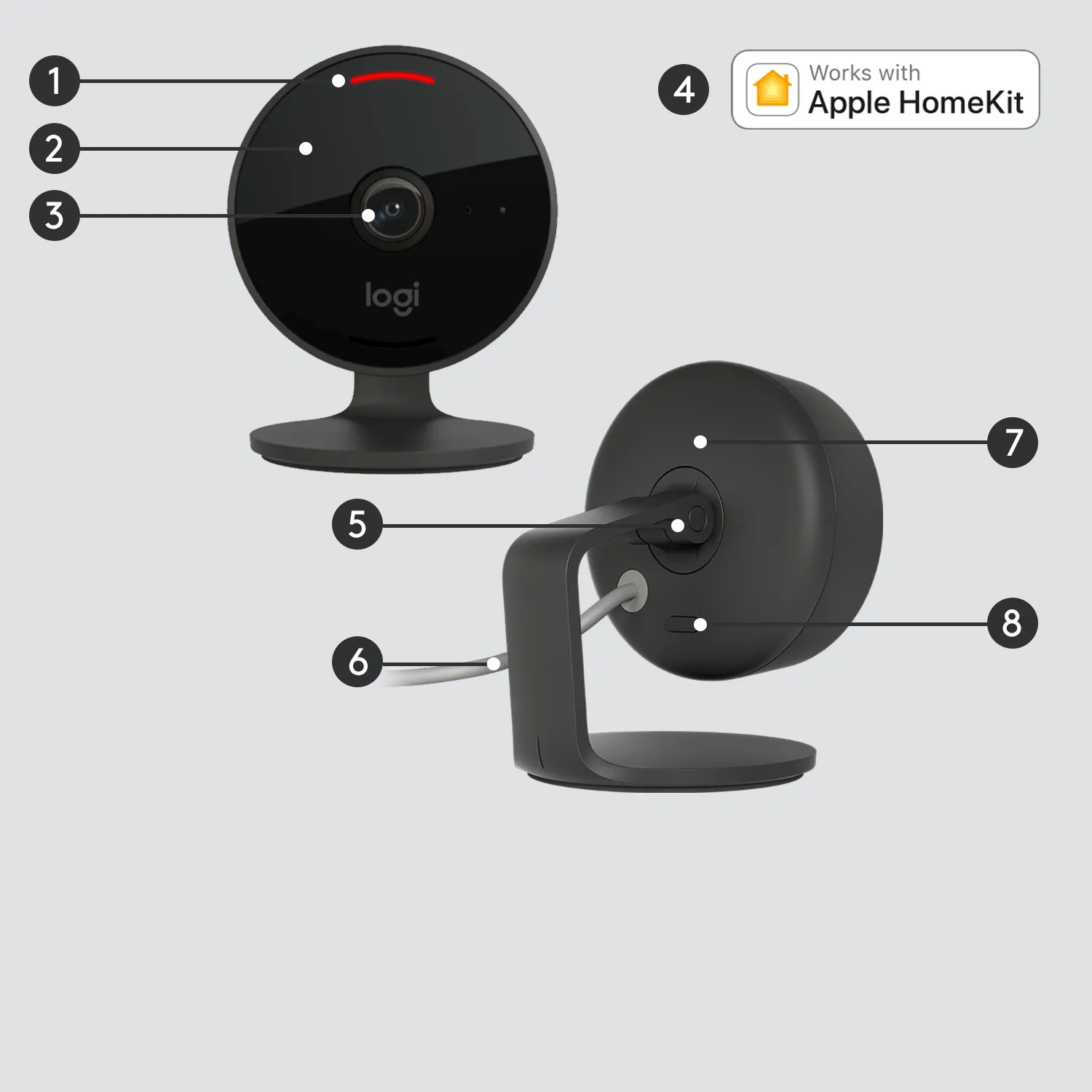 Logitech Circle View Camera, HomeKit - security camera, graphite