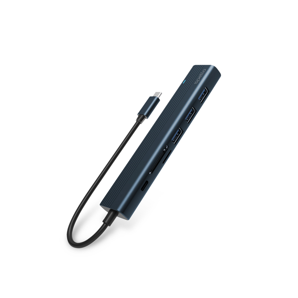 Spello USB-C Hub Slim 7in1 | 100W USB-C PD, 3 × USB-A, HDMI, SD/TF Card Slot | Midnight Color | All ports in one