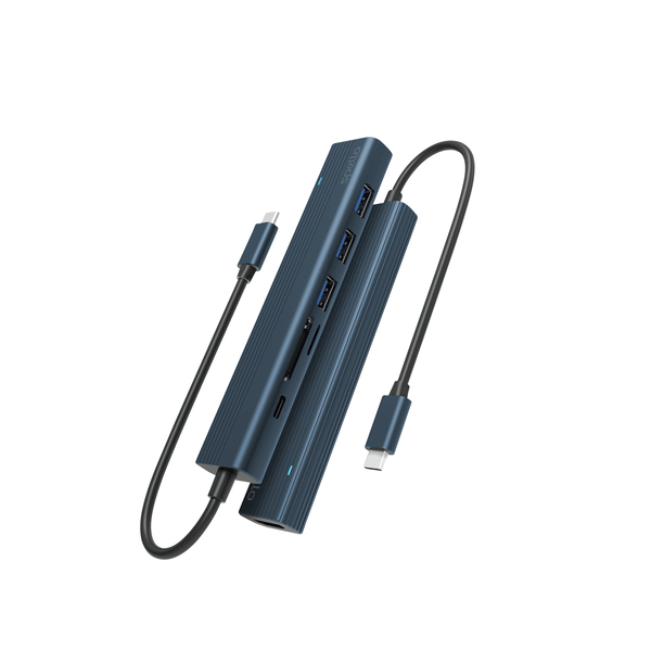 Spello USB-C Hub Slim 7in1 | 100W USB-C PD, 3 × USB-A, HDMI, SD/TF Card Slot | Midnight Color | All ports in one