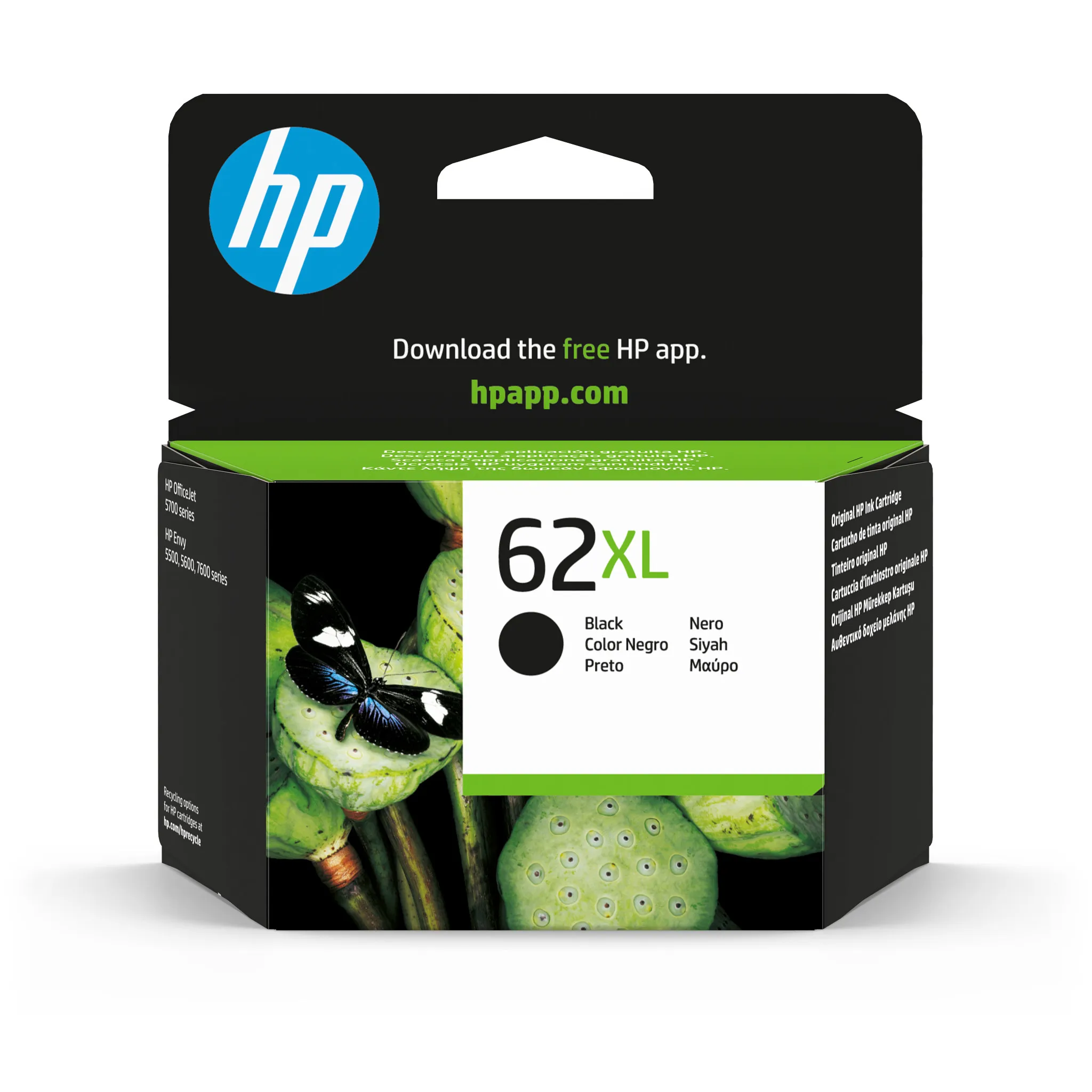 HP 62XL ink cartridge, 12 ml, Black