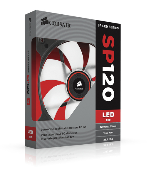 Corsair Fan, SP120, Red LED High Pressure Fan, Single pack