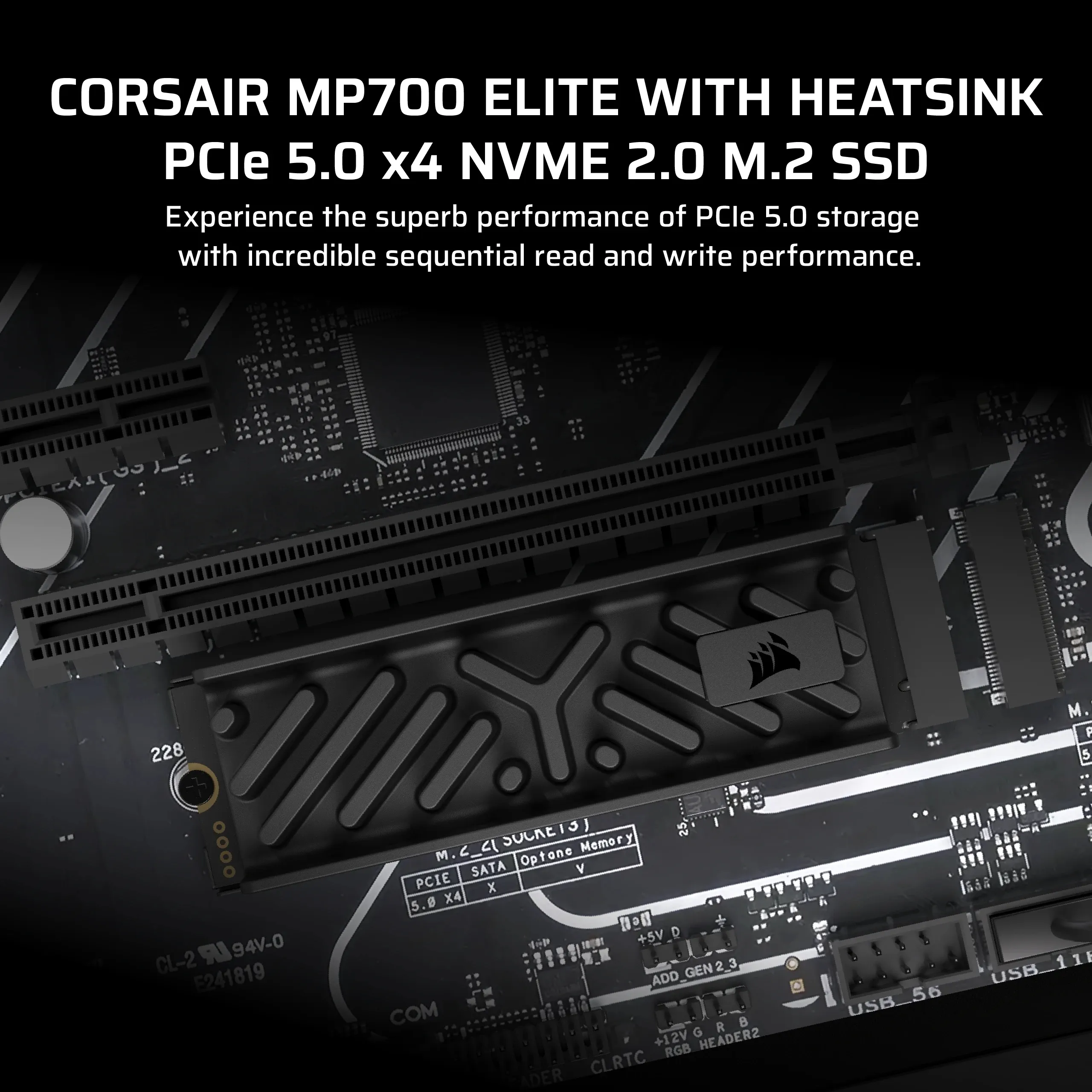 CORSAIR MP700 ELITE with Heatsink 2TB M.2 NVMe PCIe Gen. 5 x4 SSD