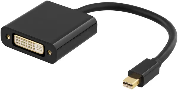 DELTACO mini DisplayPort - DVI-D Single Link sovitin, ur-na, 4K, musta