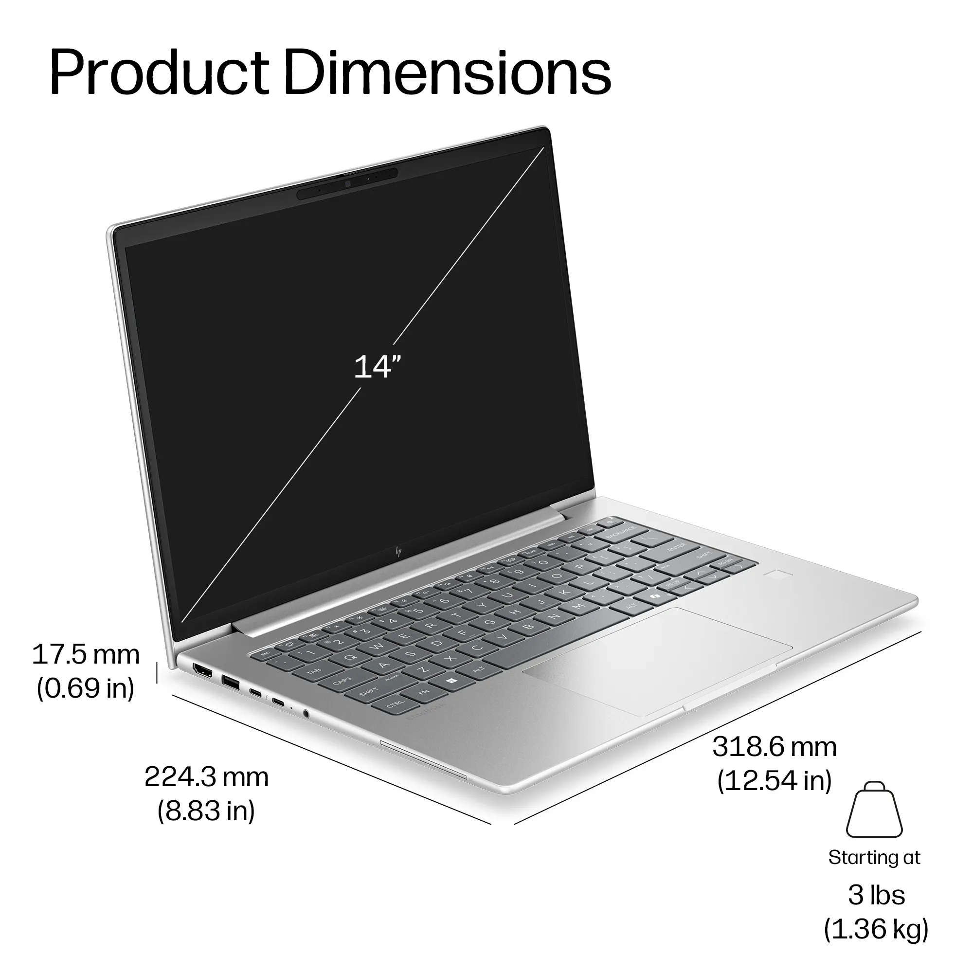 HP EliteBook 640 G11 14.0" Ultra 5 125U, 16 GB, 512 GB, Intel Graphics, Win 11 Pro - b&auml;rbar dator, silver