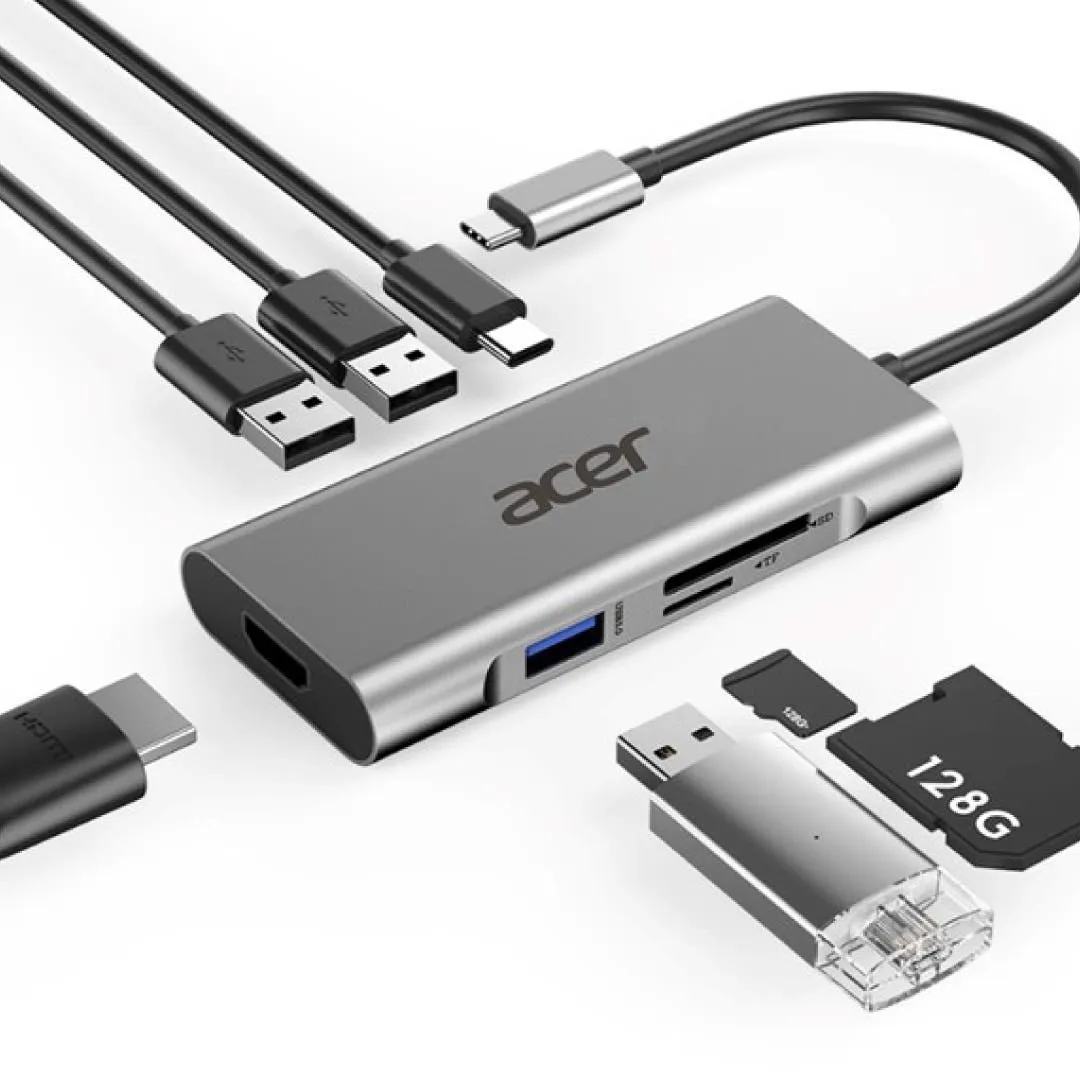 ACER 7in1 Type C dongle/mini dock 1xHDMI 3xUSB3.2 1xSD/TF 1xPD