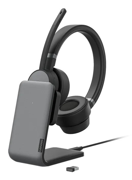 Lenovo Go langattomat -vastamelukuulokkeet latausasemalla,