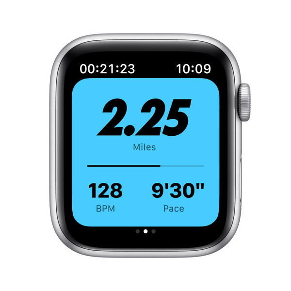 Apple Watch Nike SE GPS, 44mm Silver Aluminium Case with Pure Platinum/Black Nike Sport Band - Regular