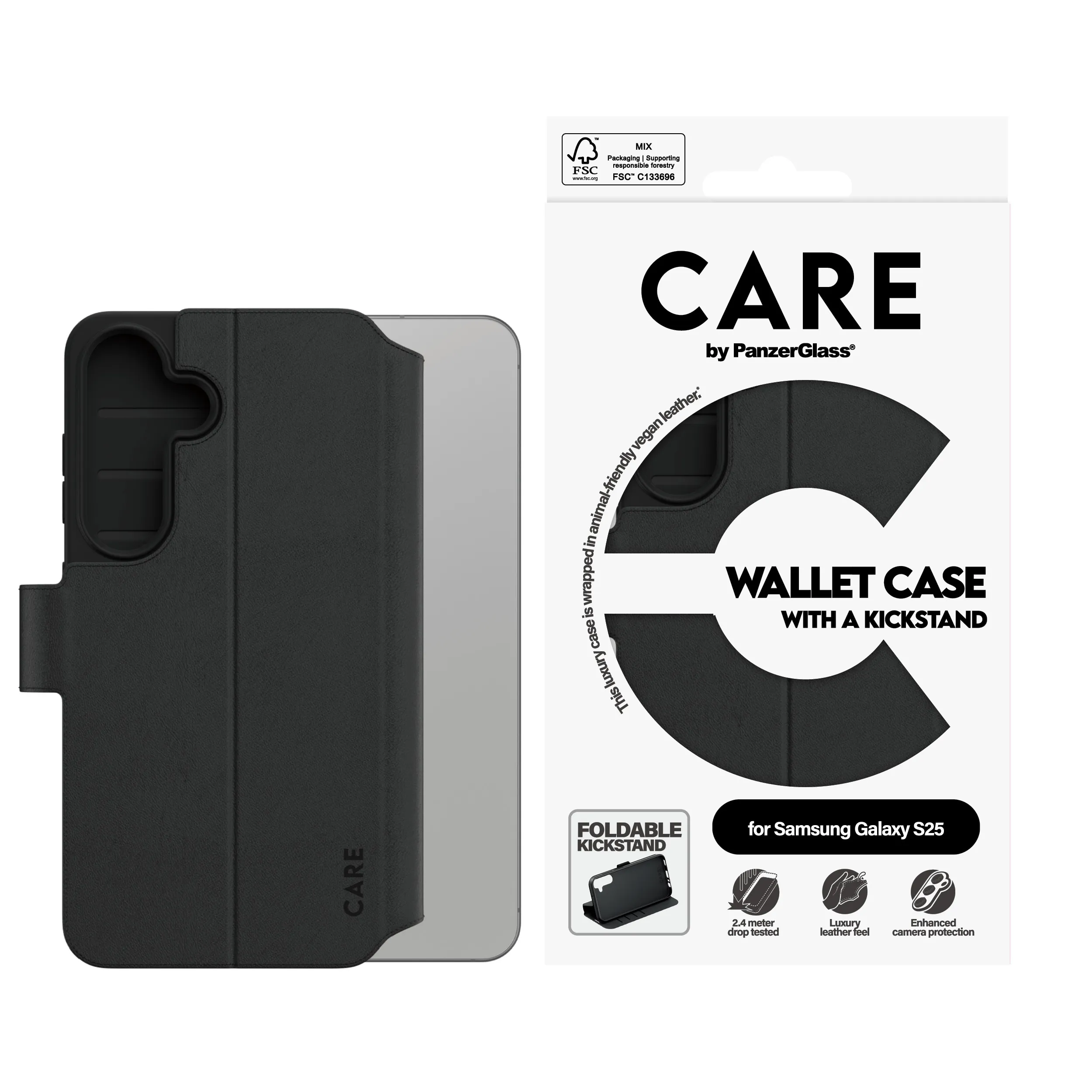 Care by PanzerGlass Galaxy S25 Wallet Case with Kickstand