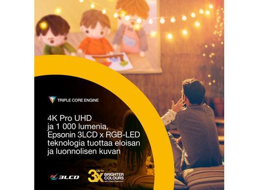 Epson Lifestudio Flex EF-72 Google TV 3LCD 4K PRO-UHD 1000 ANSI lm Portable LED Projector, Oak