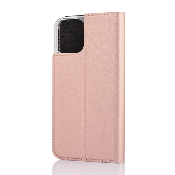 Wave Book Case, iPhone 12 / 12 Pro -suojakotelo, Ruusukulta
