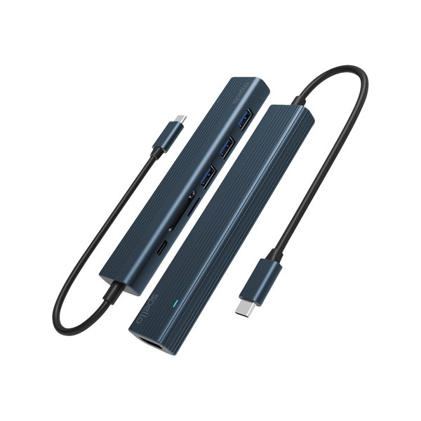 Spello USB-C Hub Slim 7in1 | 100W USB-C PD, 3 &times; USB-A, HDMI, SD/TF Card Slot | Midnight Color | All ports in one