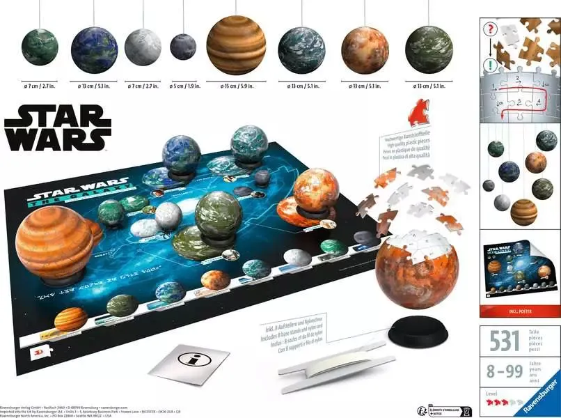Ravensburger 3D Puzzleball Assortment: Celestial Bodies of the Star Wars Galaxy -palapeli, 531 palaa
