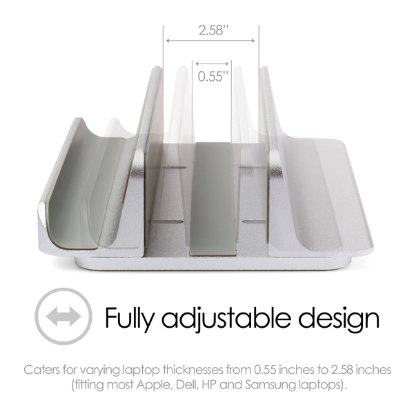 DESIRE2 Dual Bordsställ för Tablet Mac/Ultrabooks Justerbar Aluminiun Silver