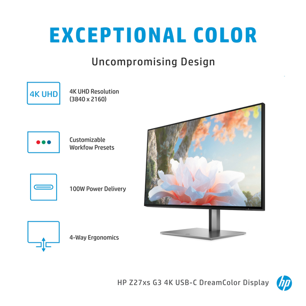 HP 27" Z27xs G3, 4K UHD, USB-C, IPS - sk&auml;rm