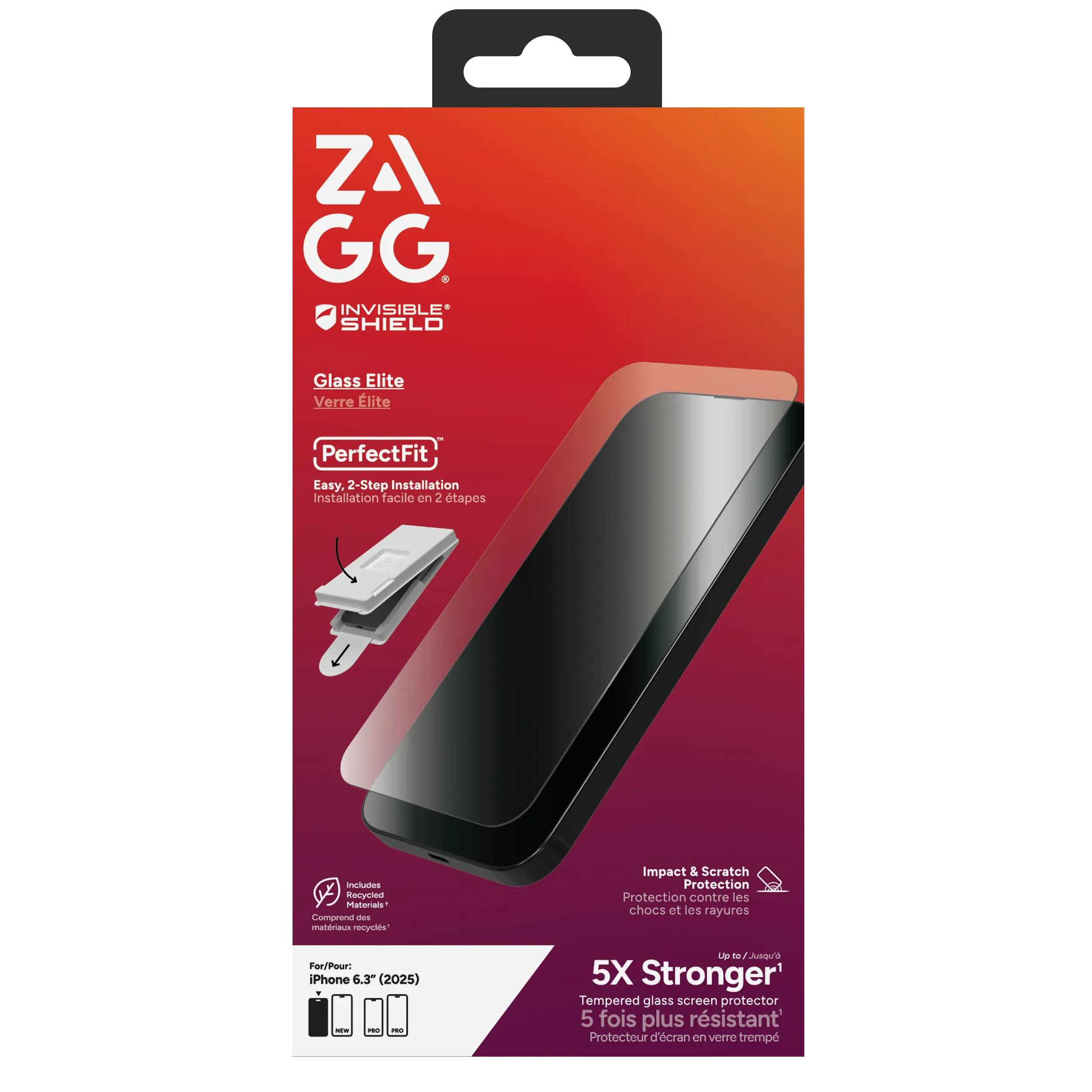 ZAGG InvisibleShield Glass Elite skärmskydd för iPhone 17, med applikator