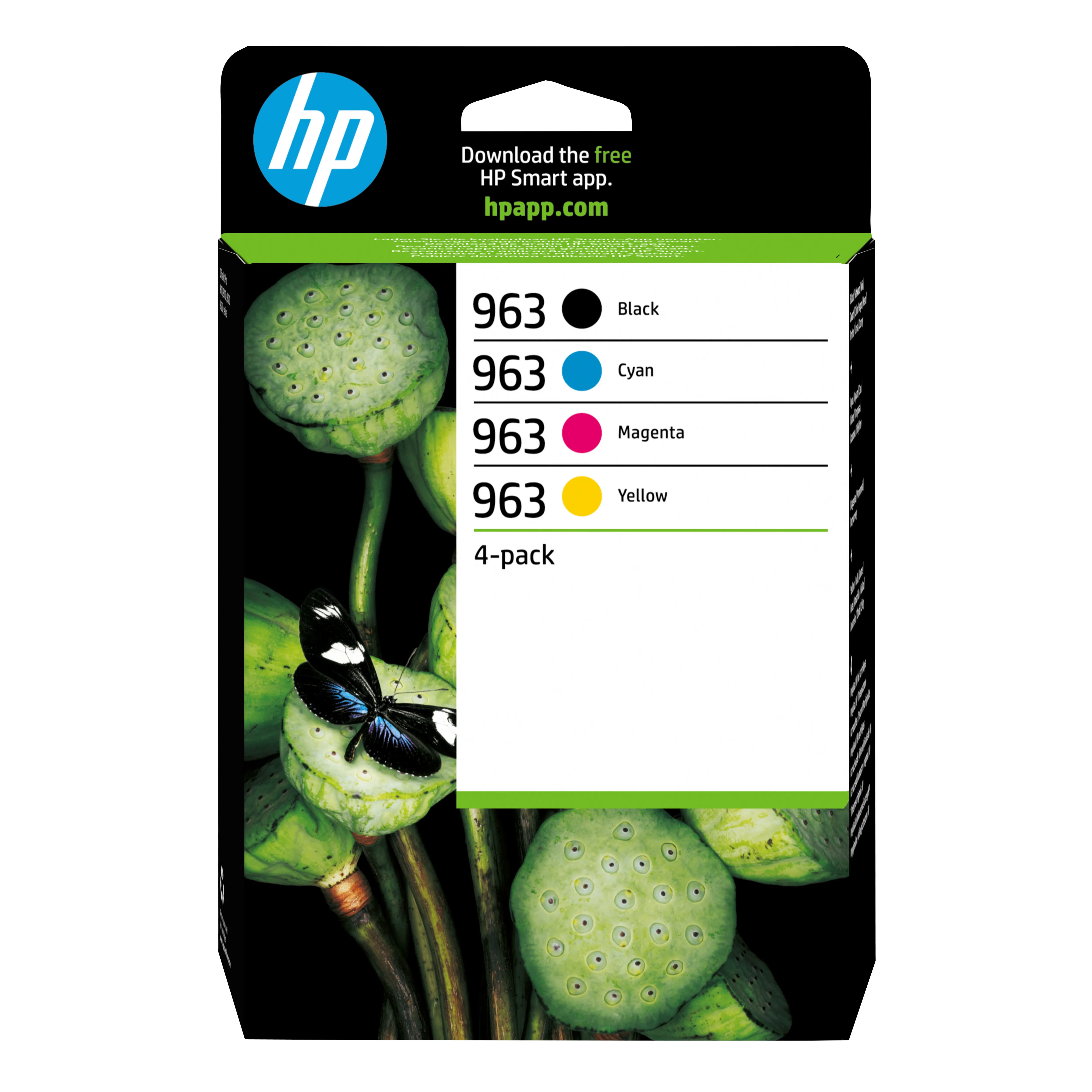 HP 963 ink cartridge kit, Black, Cyan, Magenta, Yellow, 4 pcs