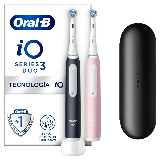 Oral-B iO Series 3 Duo -s&auml;hk&ouml;hammasharja, 2 kpl, Matte Black/Ice Blue