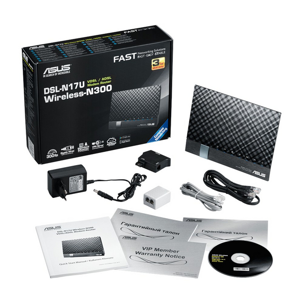 Asus DSL-N17U WL N300 Gigabit ADSL/VDSL Modem Router