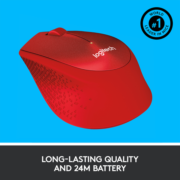 Logitech M330 Silent Plus Wireless Mouse, Red