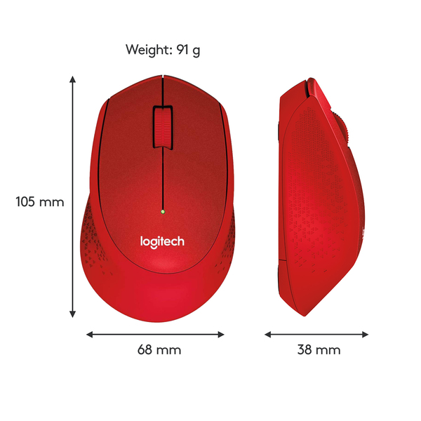 Logitech M330 Silent Plus Wireless Mouse, Red