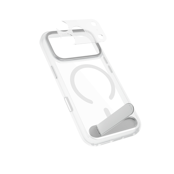 Epico HeroStand Pro Mag+ Case | with Foldable Stand | iPhone 17 Pro Max/18 Pro Max | Matte Transparent | Crossbody Ready  &amp;  Camera Island Protector