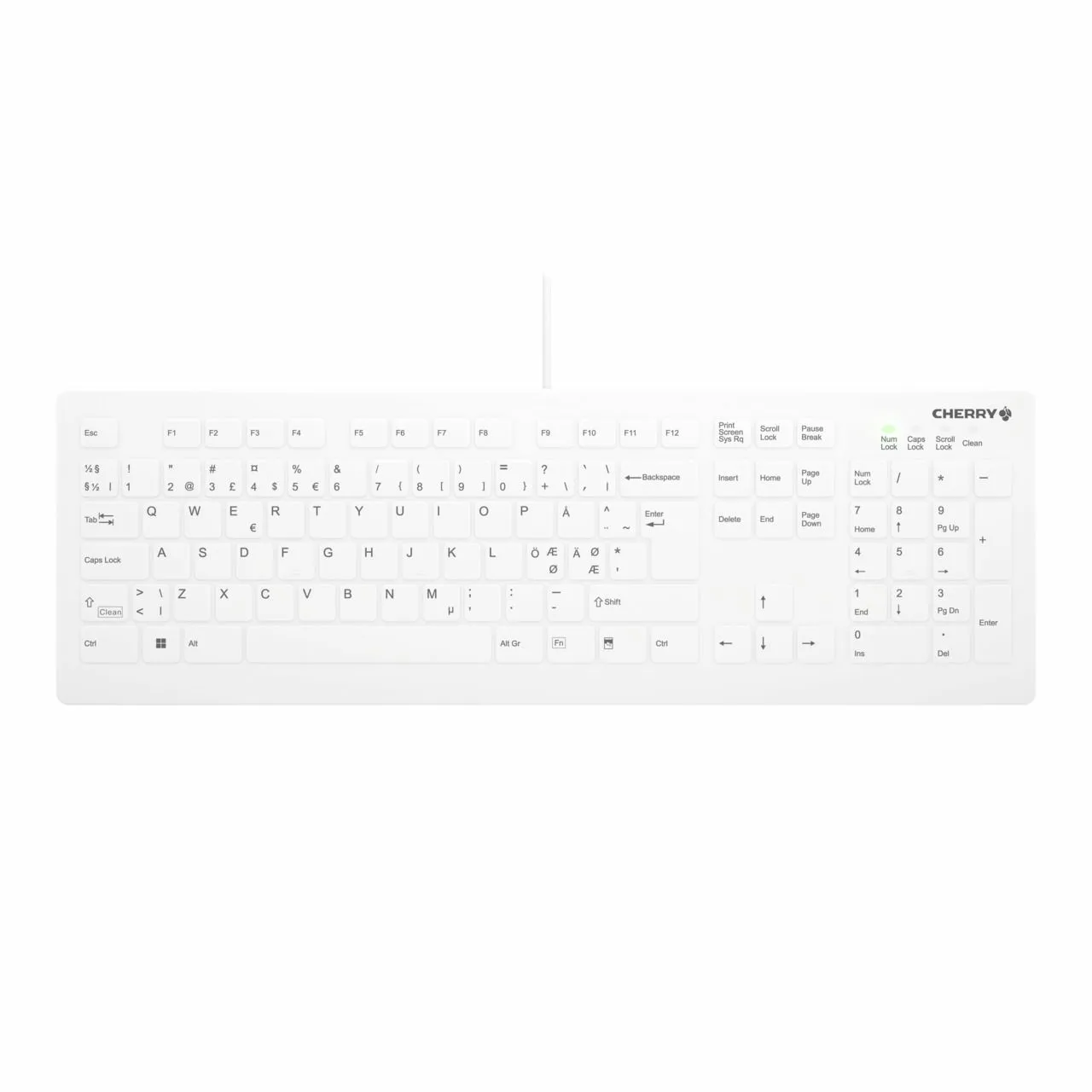 CHERRY AK-C8112 Ergonomic Keyboard, CHERRY SX, White