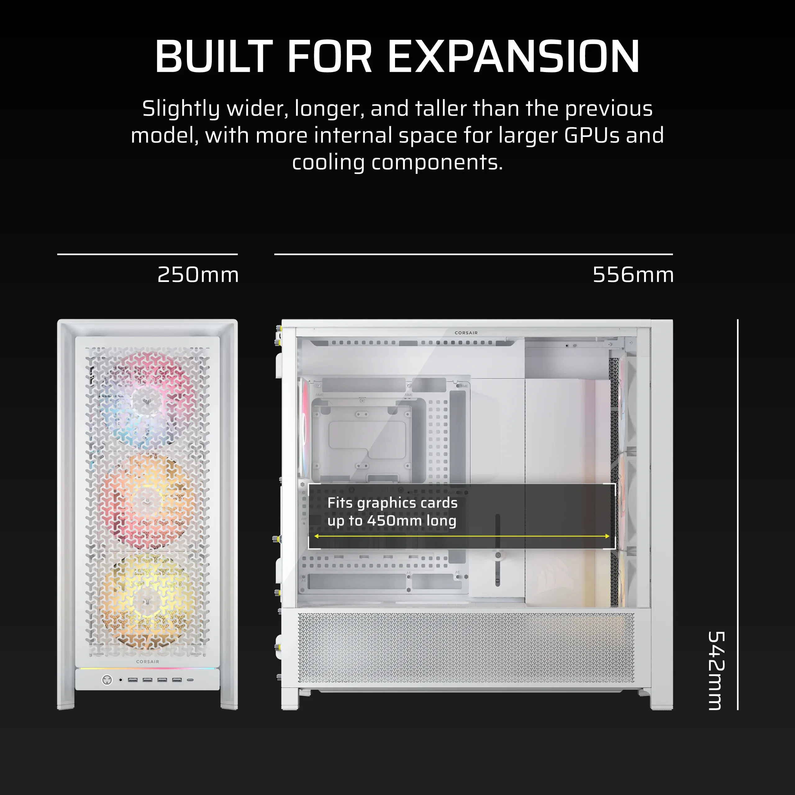 Corsair FRAME 5000D RS ARGB - miditower chassi, Vit