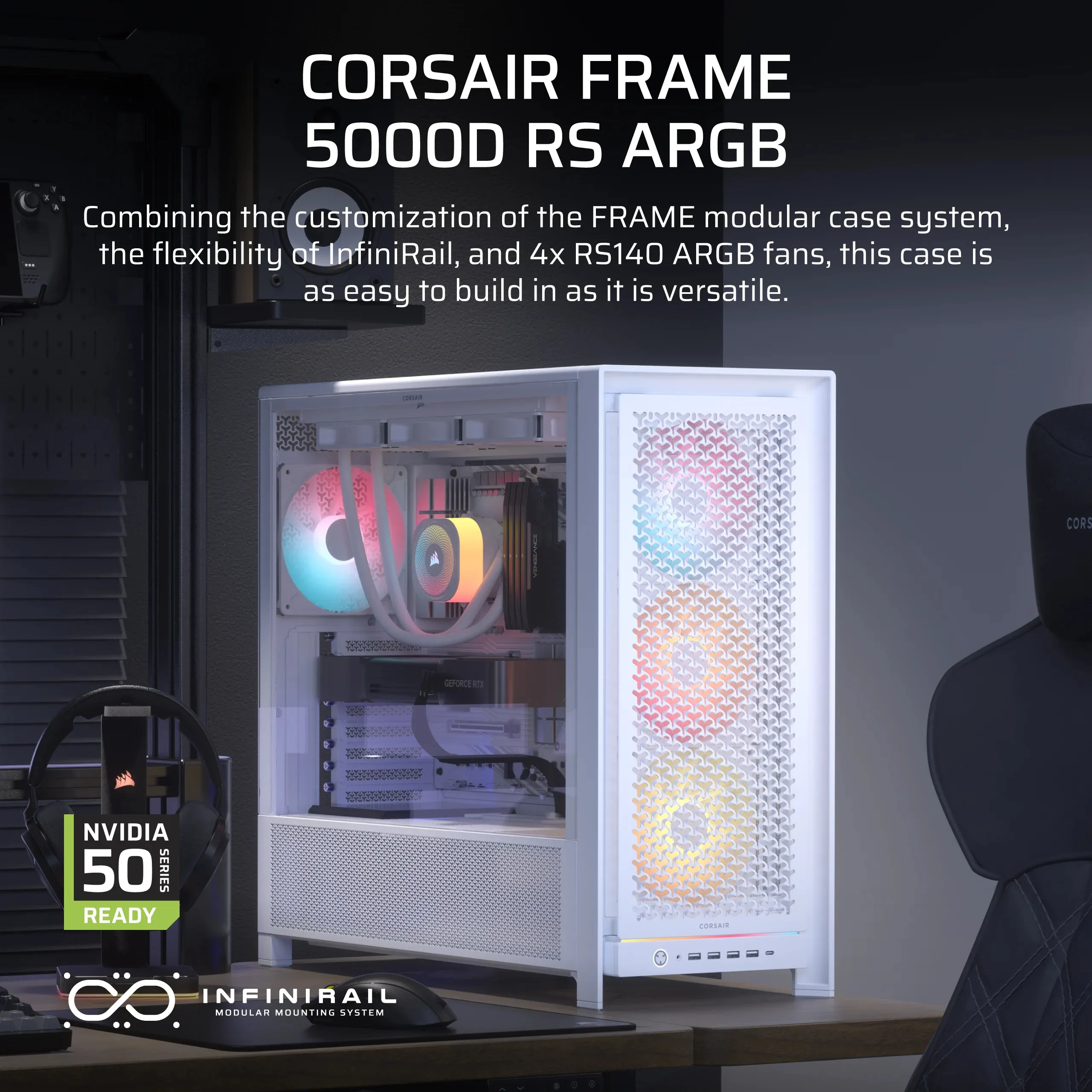 Corsair FRAME 5000D RS ARGB - miditower chassi, Vit